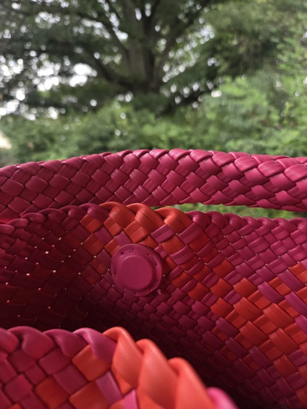 LN Woven Pink & Red Shoulder Tote Bag